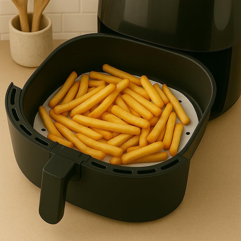 BYKITCHEN Air Fryer Parchment Paper, Set of 100, 10 inch Air Fryer Liner/Bamboo Steamer Liners/Perforated Parchment Paper for Air Fryer, Steaming Basket and More (6/7/8/9 Inch Available) - Image 4